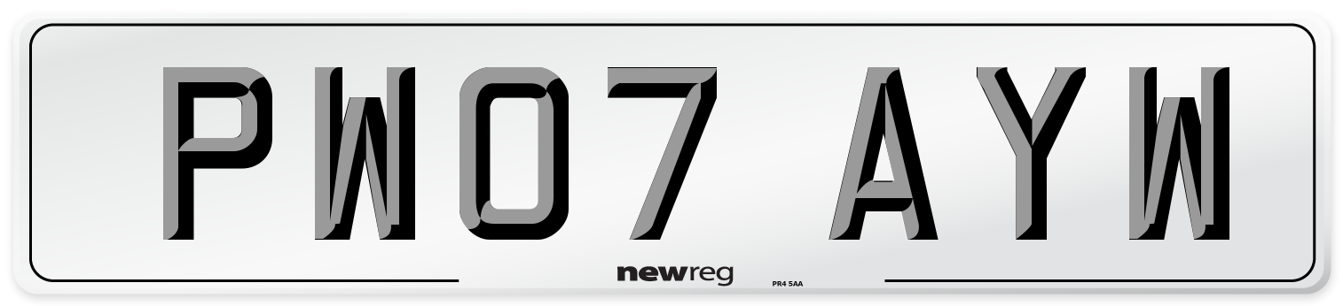 PW07 AYW Number Plate from New Reg
